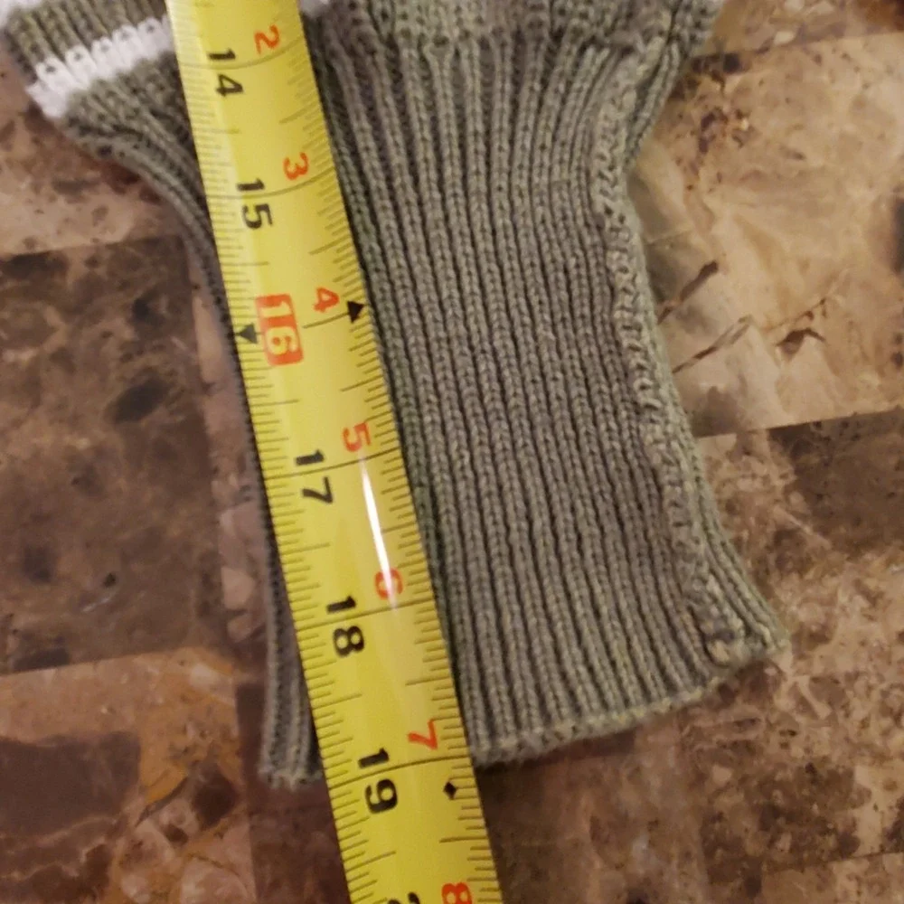 Aerie Sweater Cropped Oversize Sz S Green Stripe Round Neck Long Slv Casual‎